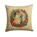 Shiba Inu Christmas Flowers Throw Pillow-0