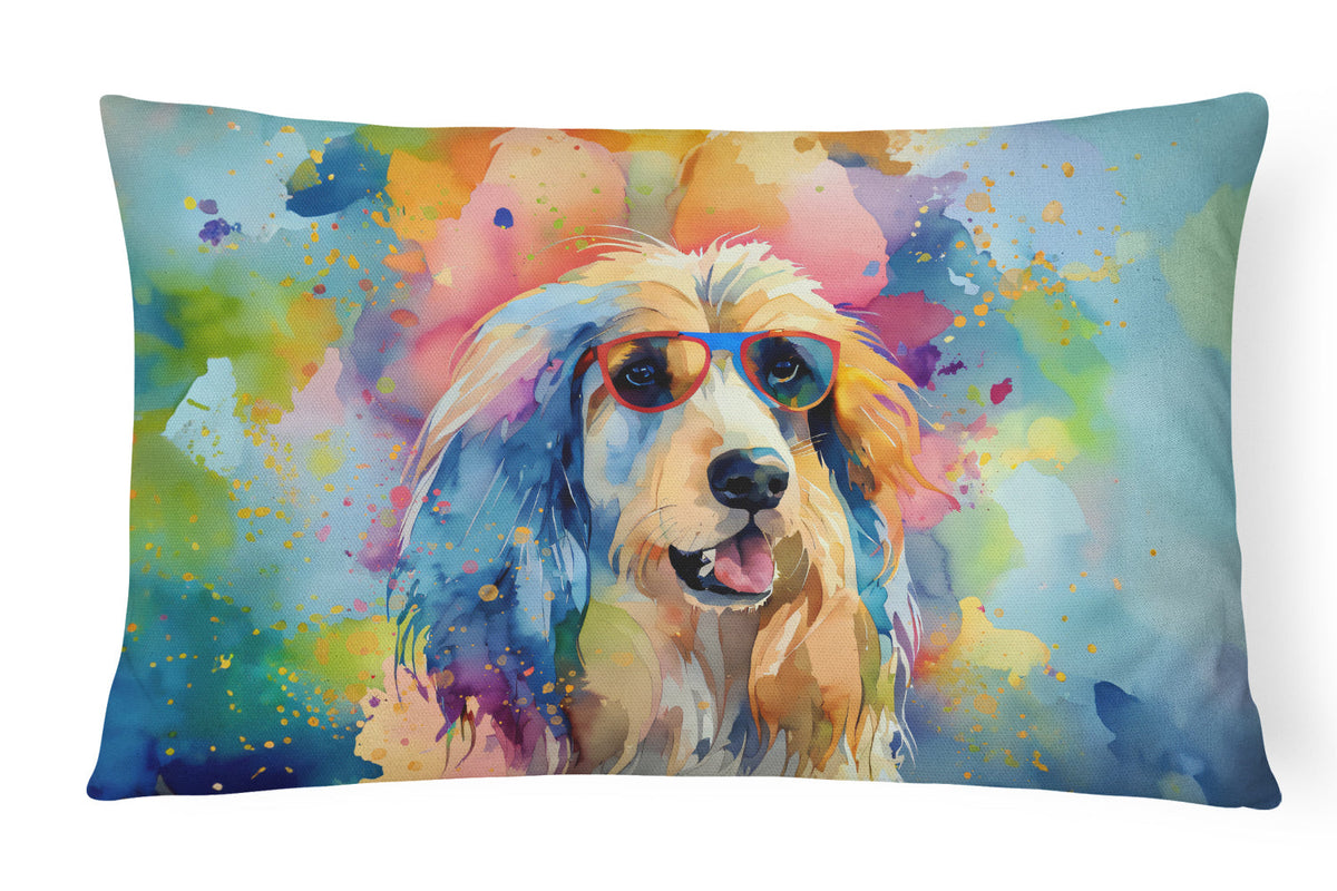 Afghan Hound Hippie Dawg Throw Pillow-0