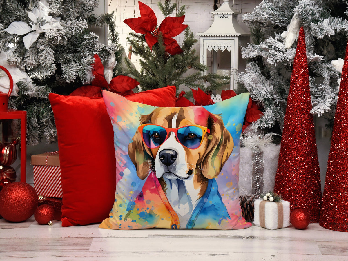 Beagle Hippie Dawg Throw Pillow-1