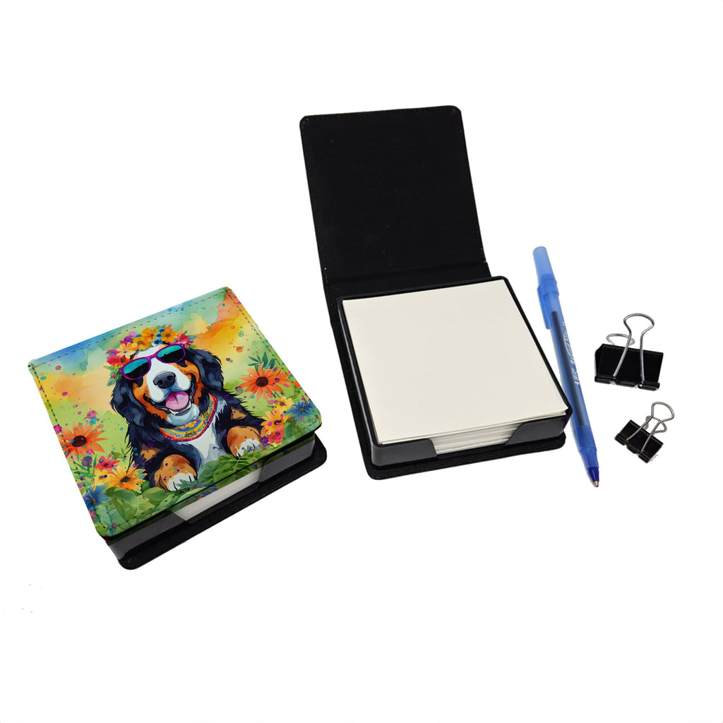 Bernese Mountain Dog Hippie Dawg PU Leather Note Paper Holder-1