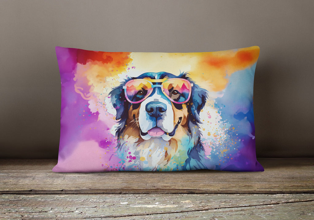Bernese Mountain Dog Hippie Dawg Throw Pillow-3
