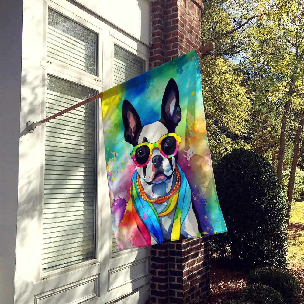Boston Terrier Hippie Dawg House Flag-1