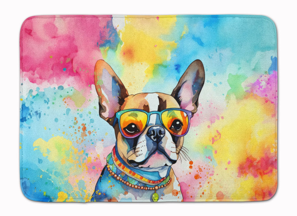 Boston Terrier Hippie Dawg Memory Foam Kitchen Mat-0