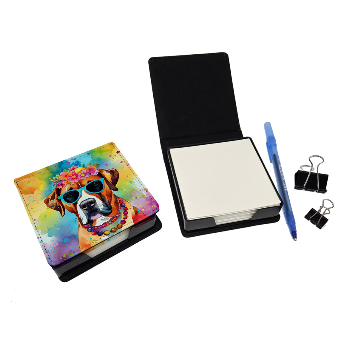 Boxer Hippie Dawg PU Leather Note Paper Holder-1