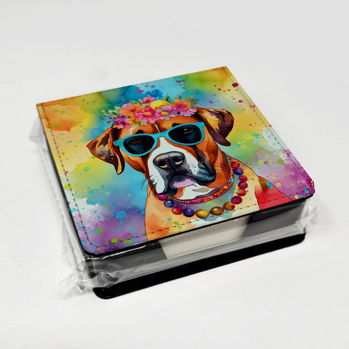 Boxer Hippie Dawg PU Leather Note Paper Holder-3
