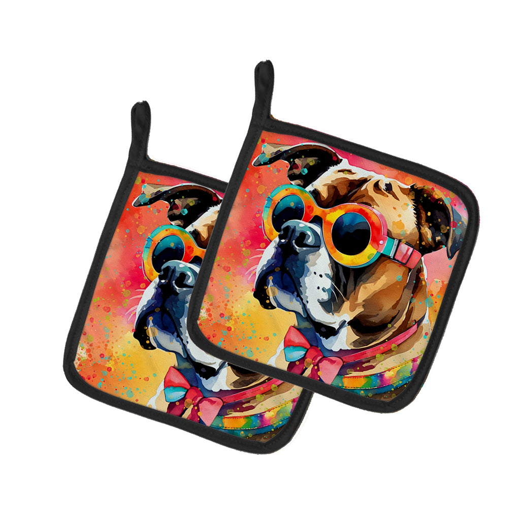 Boxer Hippie Dawg Pair of Pot Holders-0