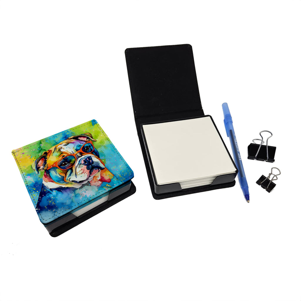 English Bulldog Hippie Dawg PU Leather Note Paper Holder-1