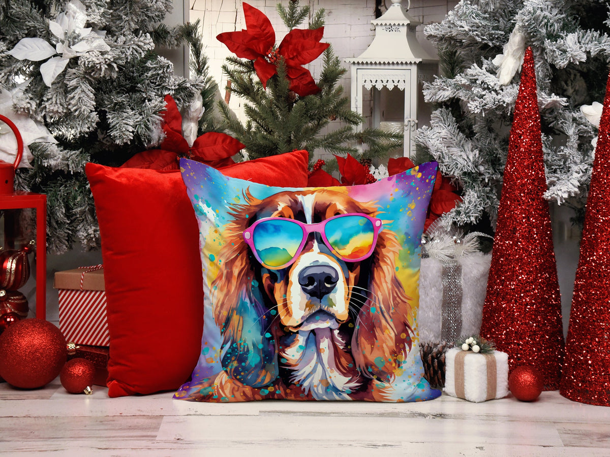 Cavalier Spaniel Hippie Dawg Throw Pillow-1
