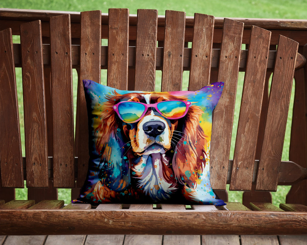 Cavalier Spaniel Hippie Dawg Throw Pillow-3