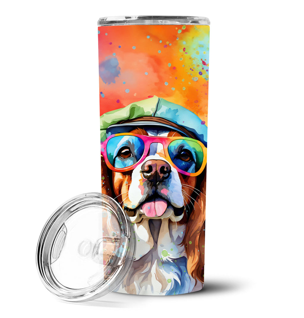 Cavalier Spaniel Hippie Dawg Stainless Steel Skinny Tumbler-0
