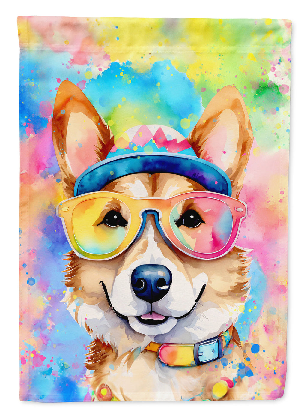 Corgi Hippie Dawg House Flag-0