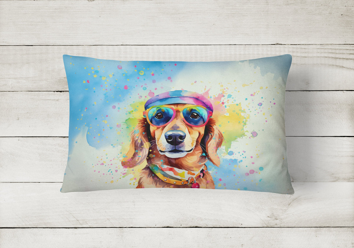 Dachshund Hippie Dawg Throw Pillow-1