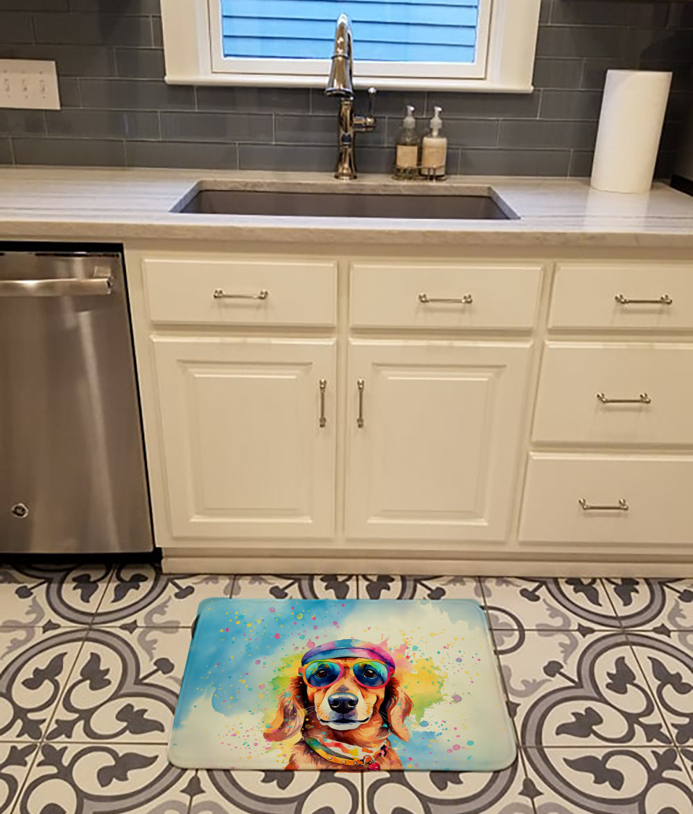 Dachshund Hippie Dawg Memory Foam Kitchen Mat-1