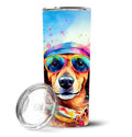 Dachshund Hippie Dawg Stainless Steel Skinny Tumbler-0