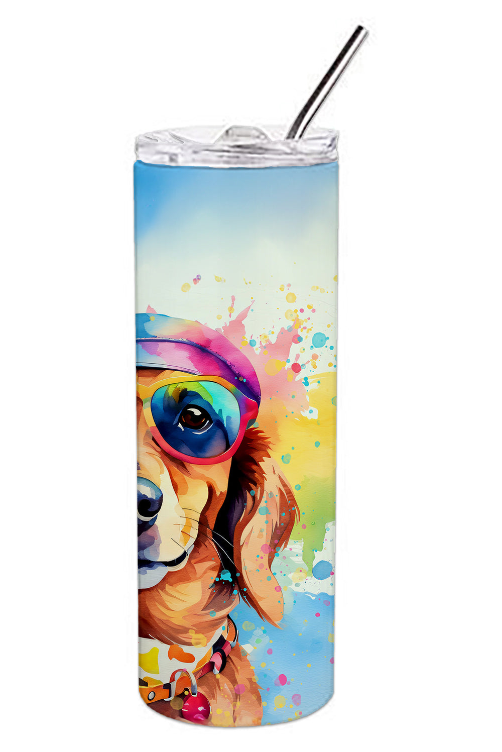 Dachshund Hippie Dawg Stainless Steel Skinny Tumbler-2