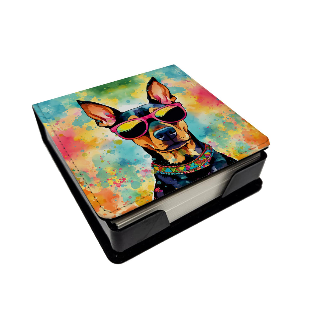 Doberman Pinscher Hippie Dawg PU Leather Note Paper Holder-0