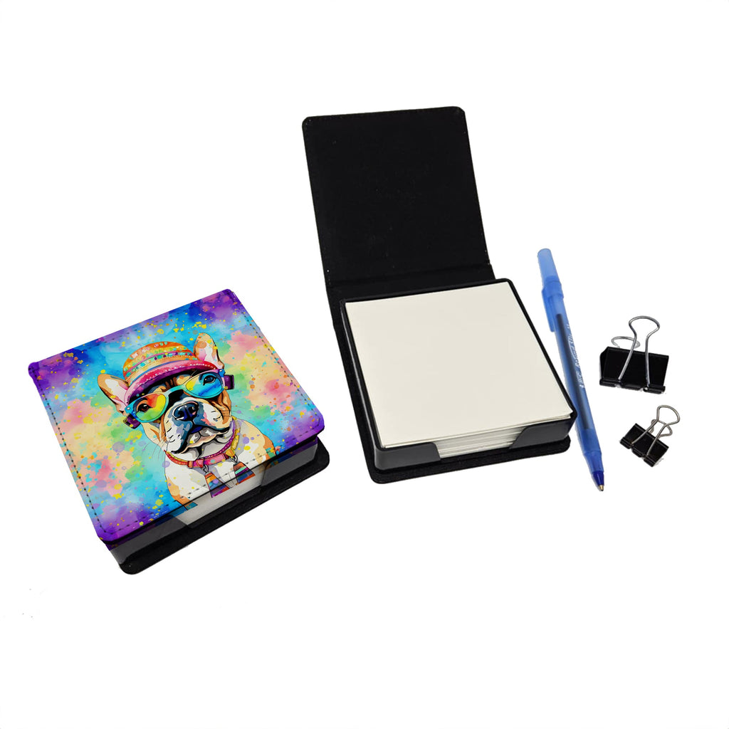 French Bulldog Hippie Dawg PU Leather Note Paper Holder-1