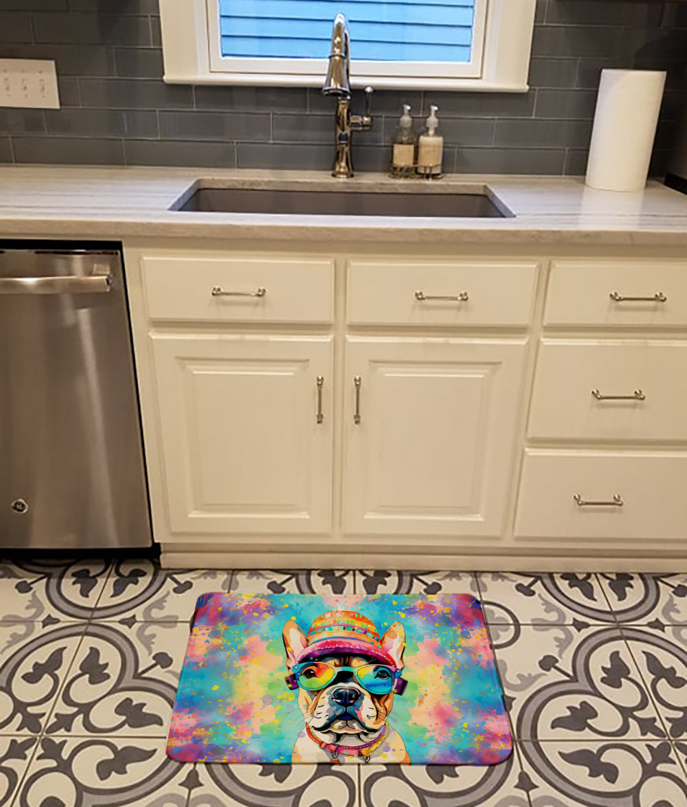 French Bulldog Hippie Dawg Memory Foam Kitchen Mat-1