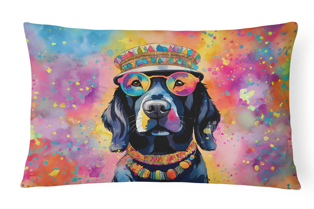 Black Labrador Hippie Dawg Throw Pillow-0