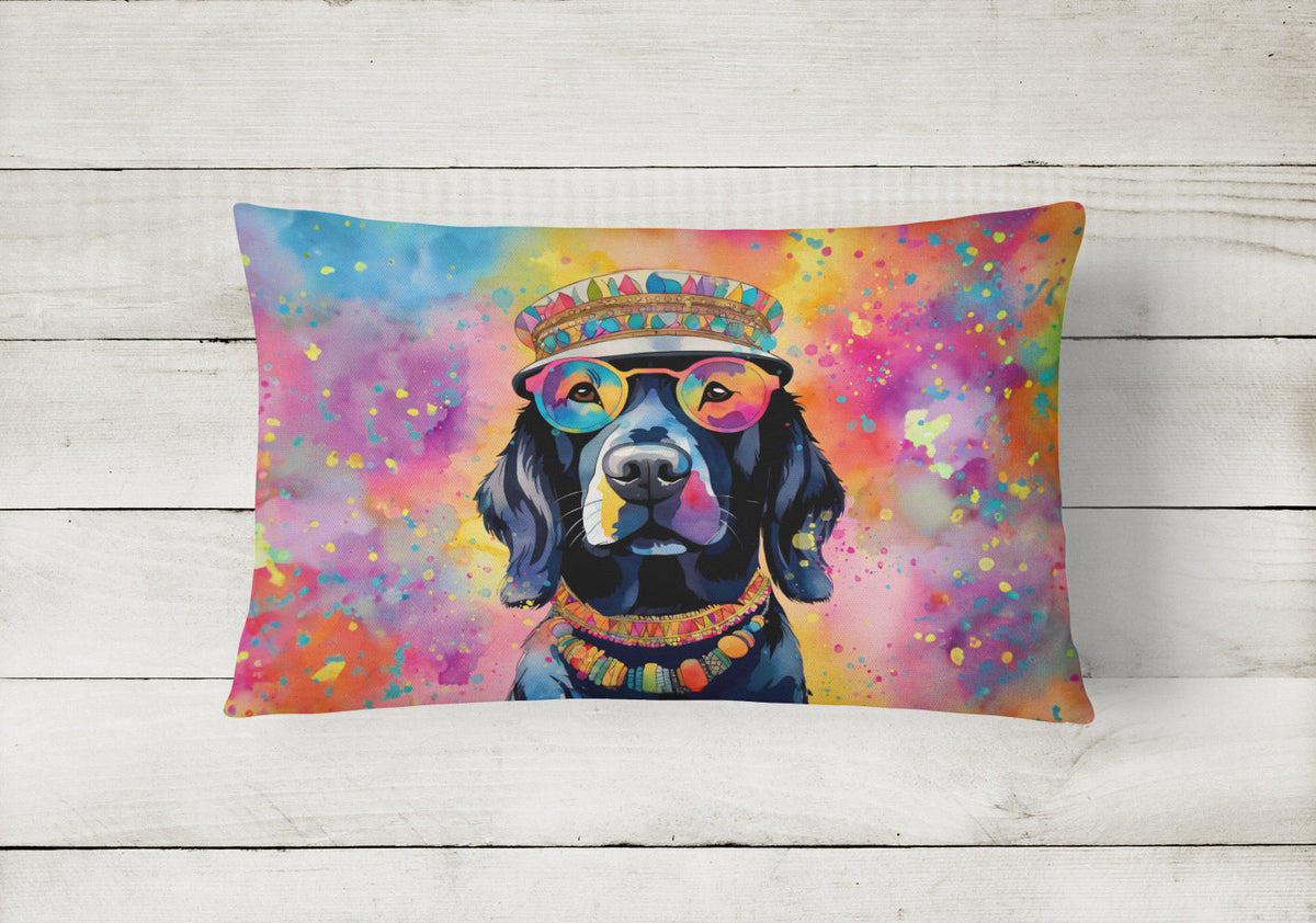 Black Labrador Hippie Dawg Throw Pillow-1