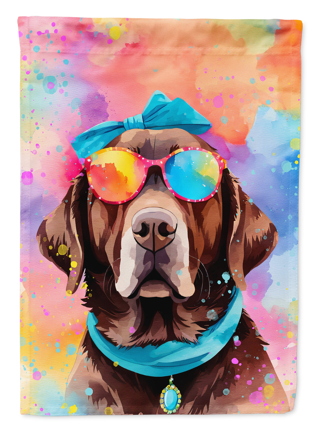 Chocolate Labrador Hippie Dawg House Flag-0