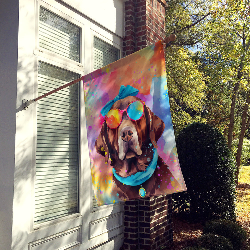 Chocolate Labrador Hippie Dawg House Flag-1