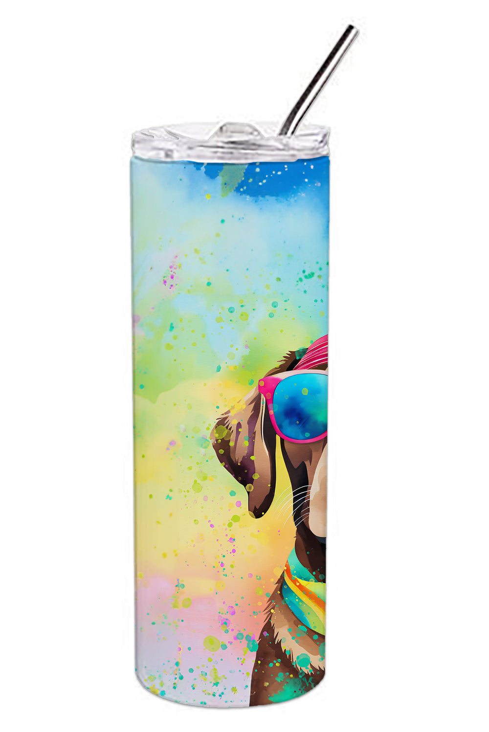 Chocolate Labrador Hippie Dawg Stainless Steel Skinny Tumbler-1