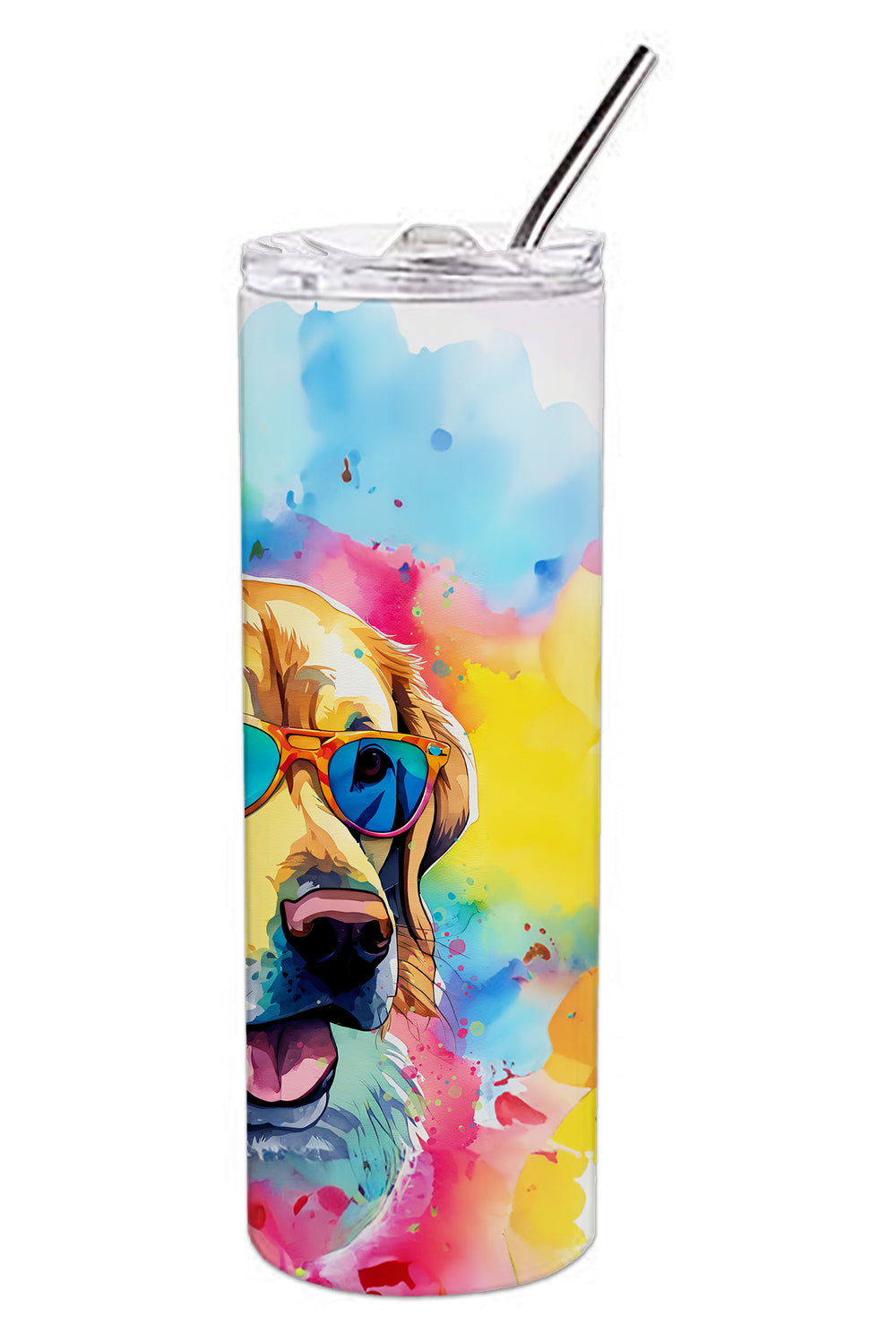 Yellow Labrador Hippie Dawg Stainless Steel Skinny Tumbler-2