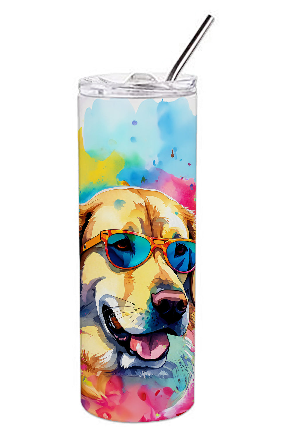 Yellow Labrador Hippie Dawg Stainless Steel Skinny Tumbler-3