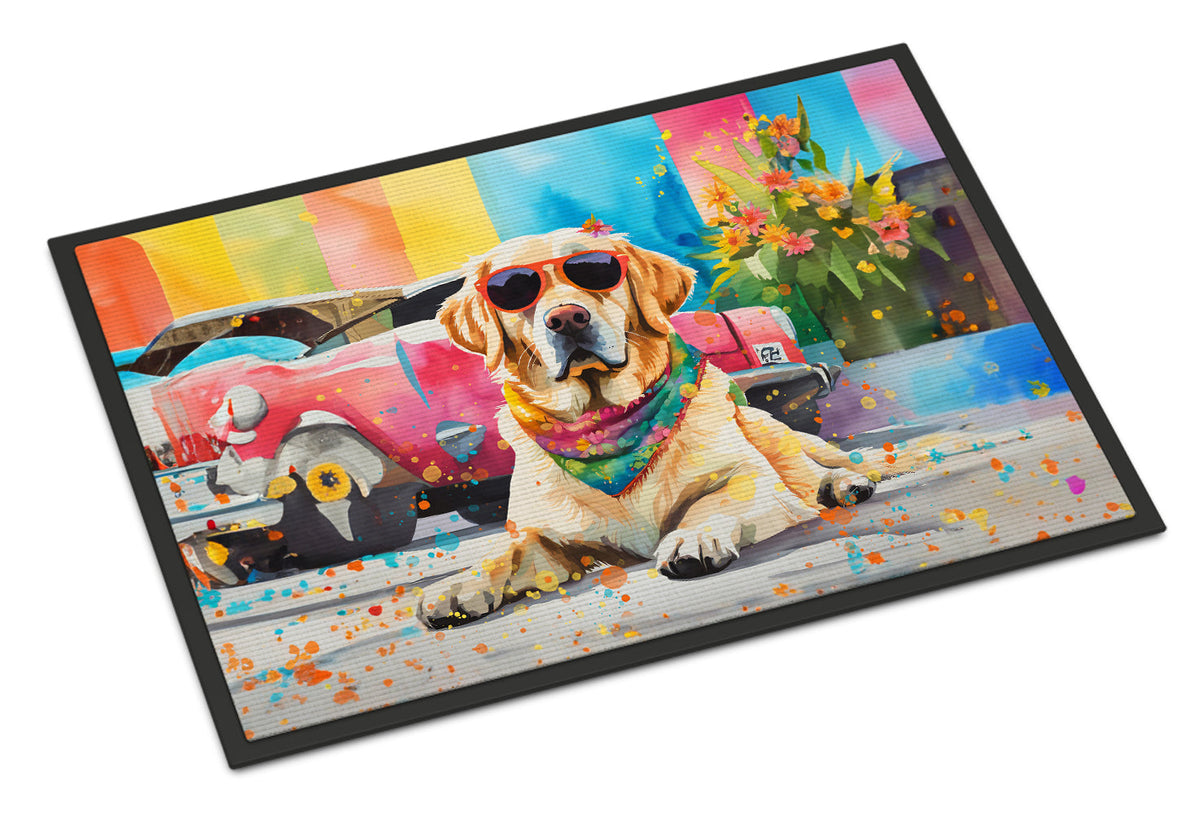 Yellow Labrador Hippie Dawg Doormat-0