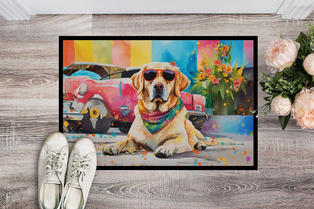 Yellow Labrador Hippie Dawg Doormat-1