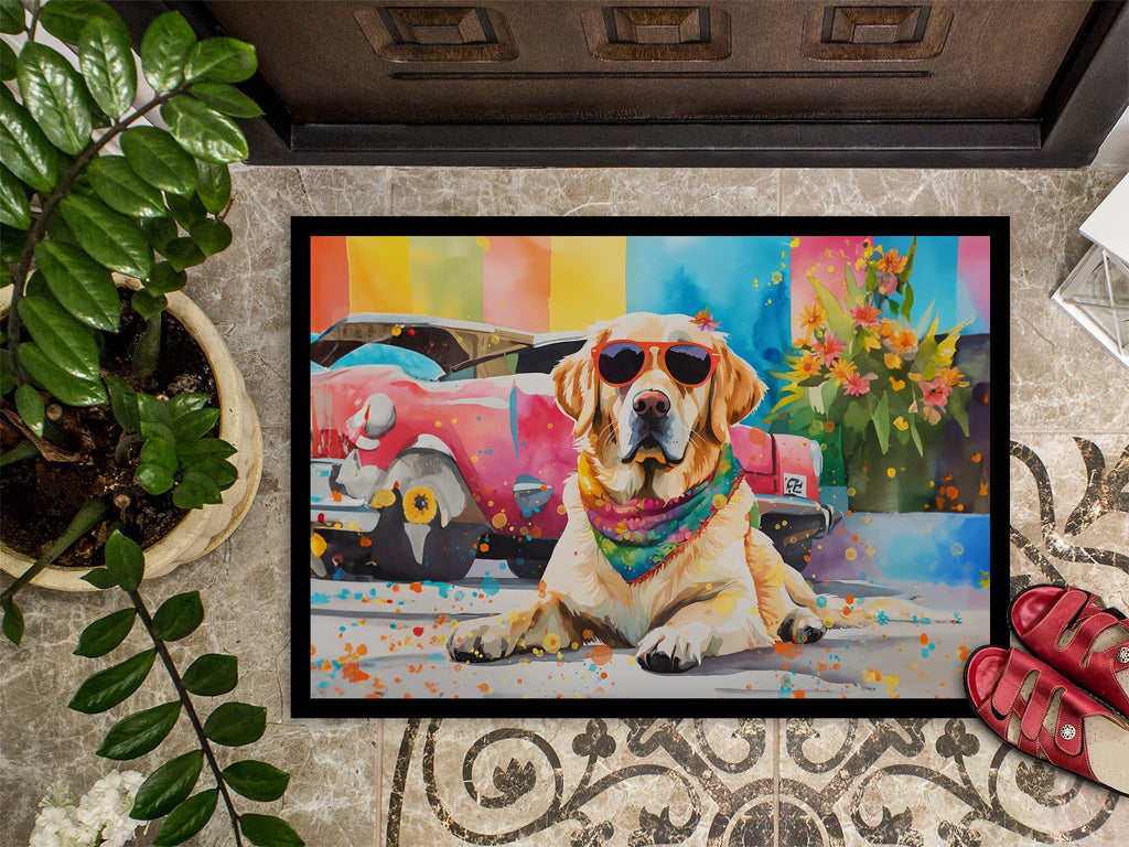 Yellow Labrador Hippie Dawg Doormat-2