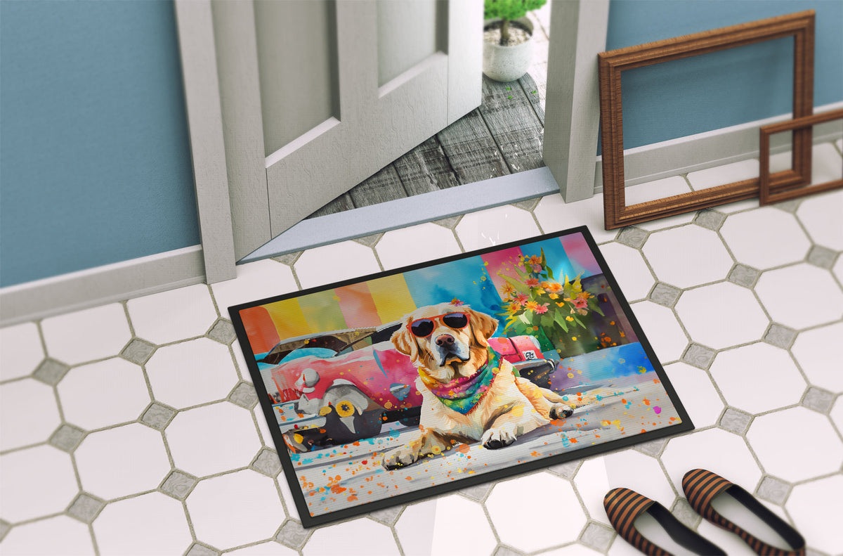 Yellow Labrador Hippie Dawg Doormat-3