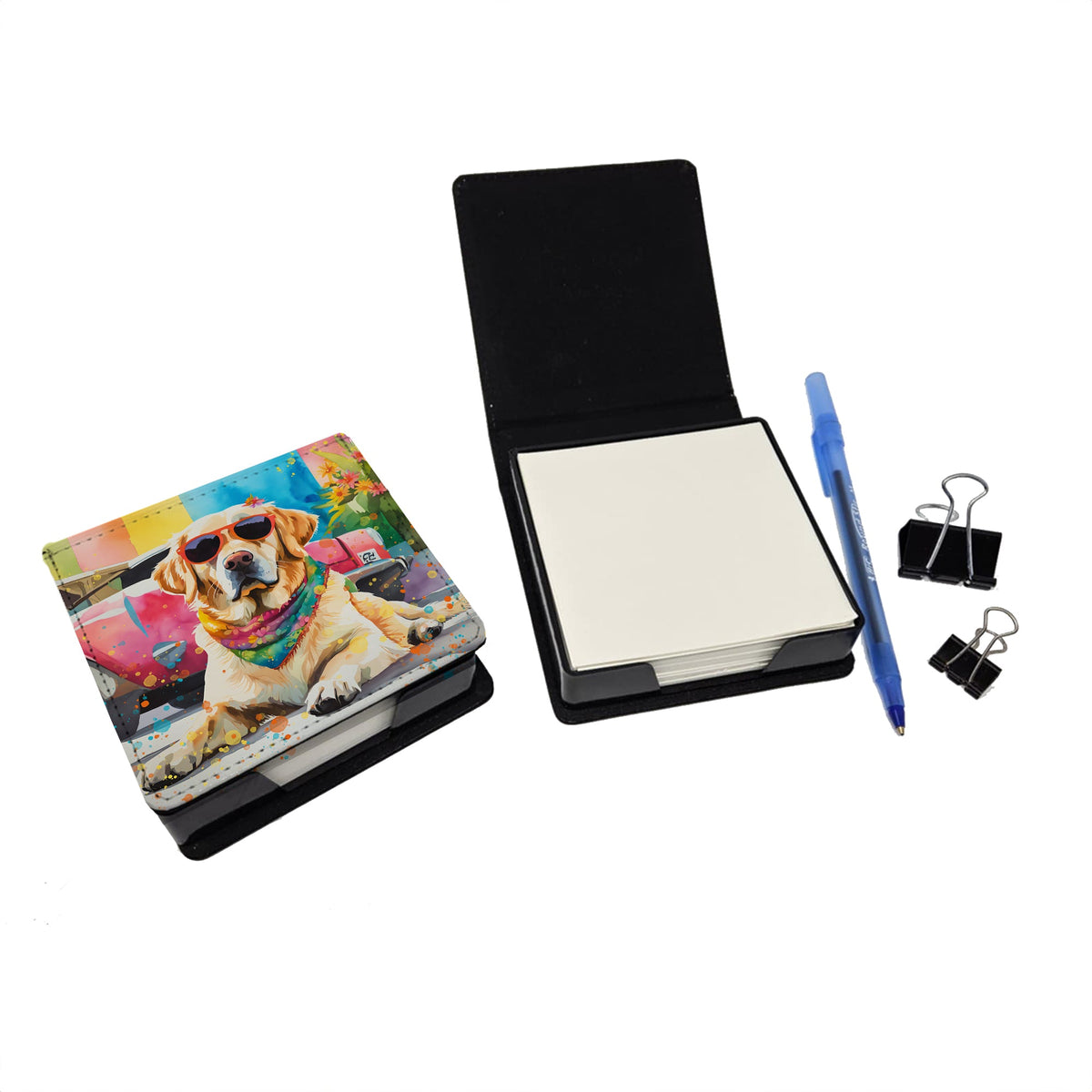 Yellow Labrador Hippie Dawg PU Leather Note Paper Holder-1