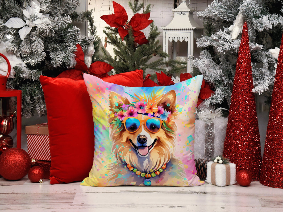 Pomeranian Hippie Dawg Throw Pillow-1