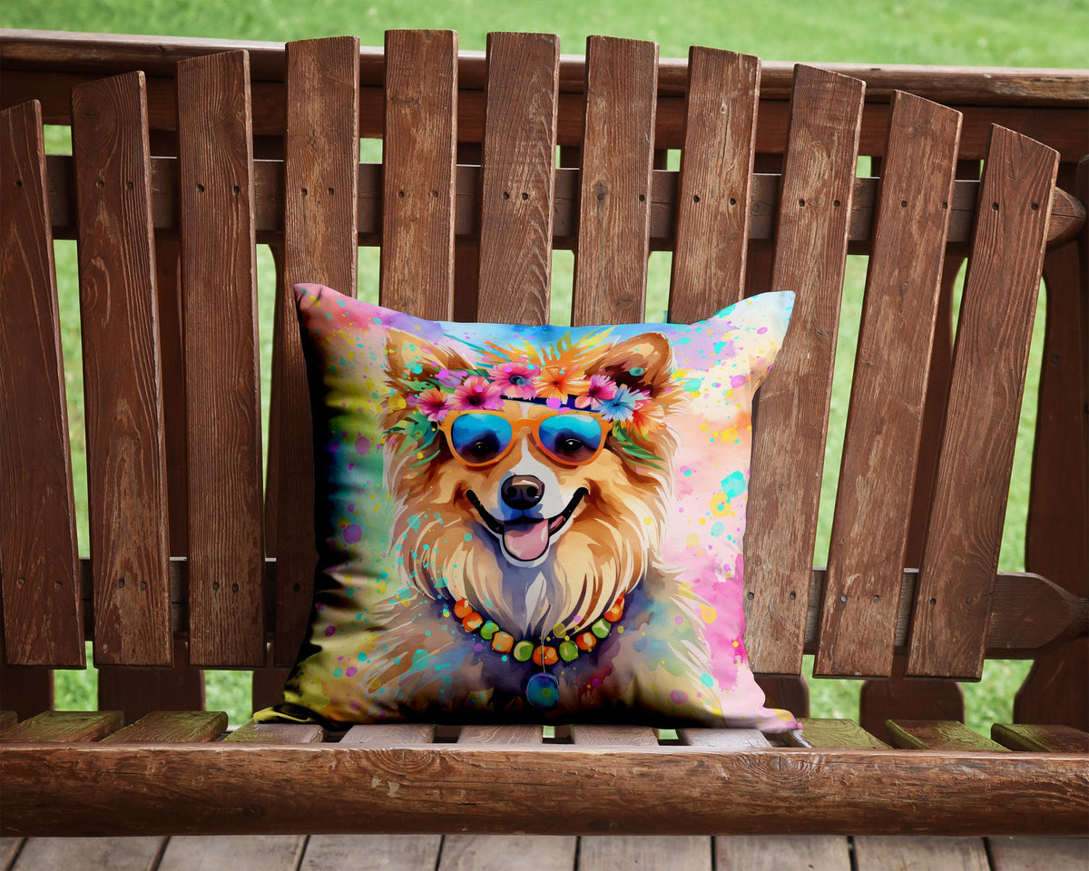 Pomeranian Hippie Dawg Throw Pillow-3