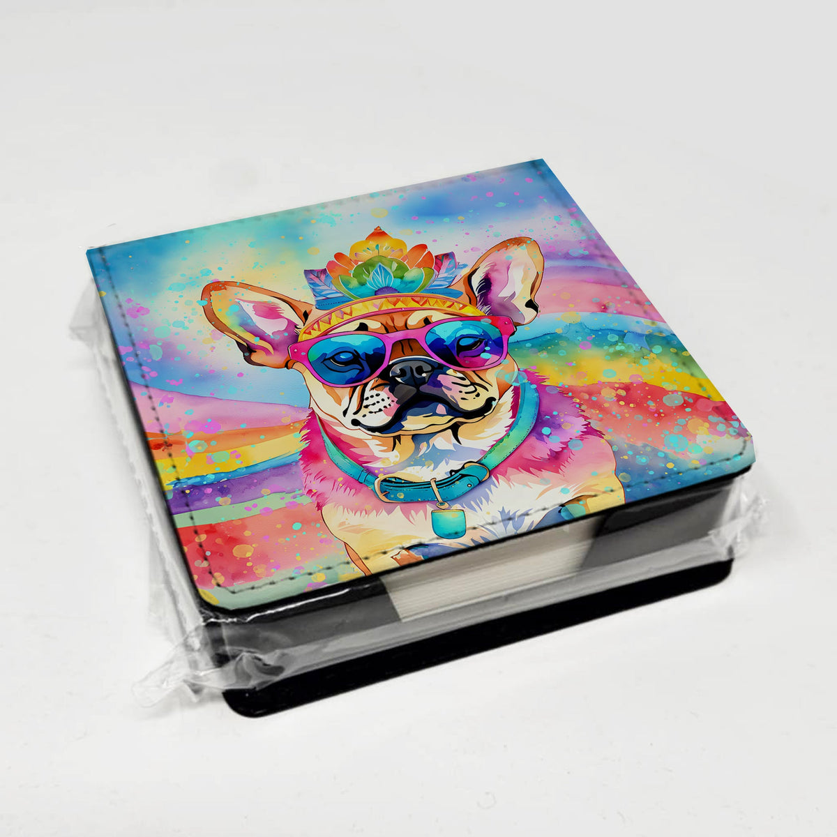 Pug Hippie Dawg PU Leather Note Paper Holder-3