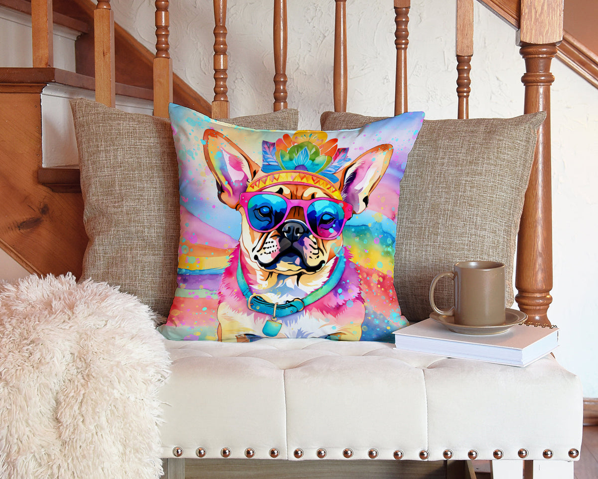 Pug Hippie Dawg Throw Pillow-4