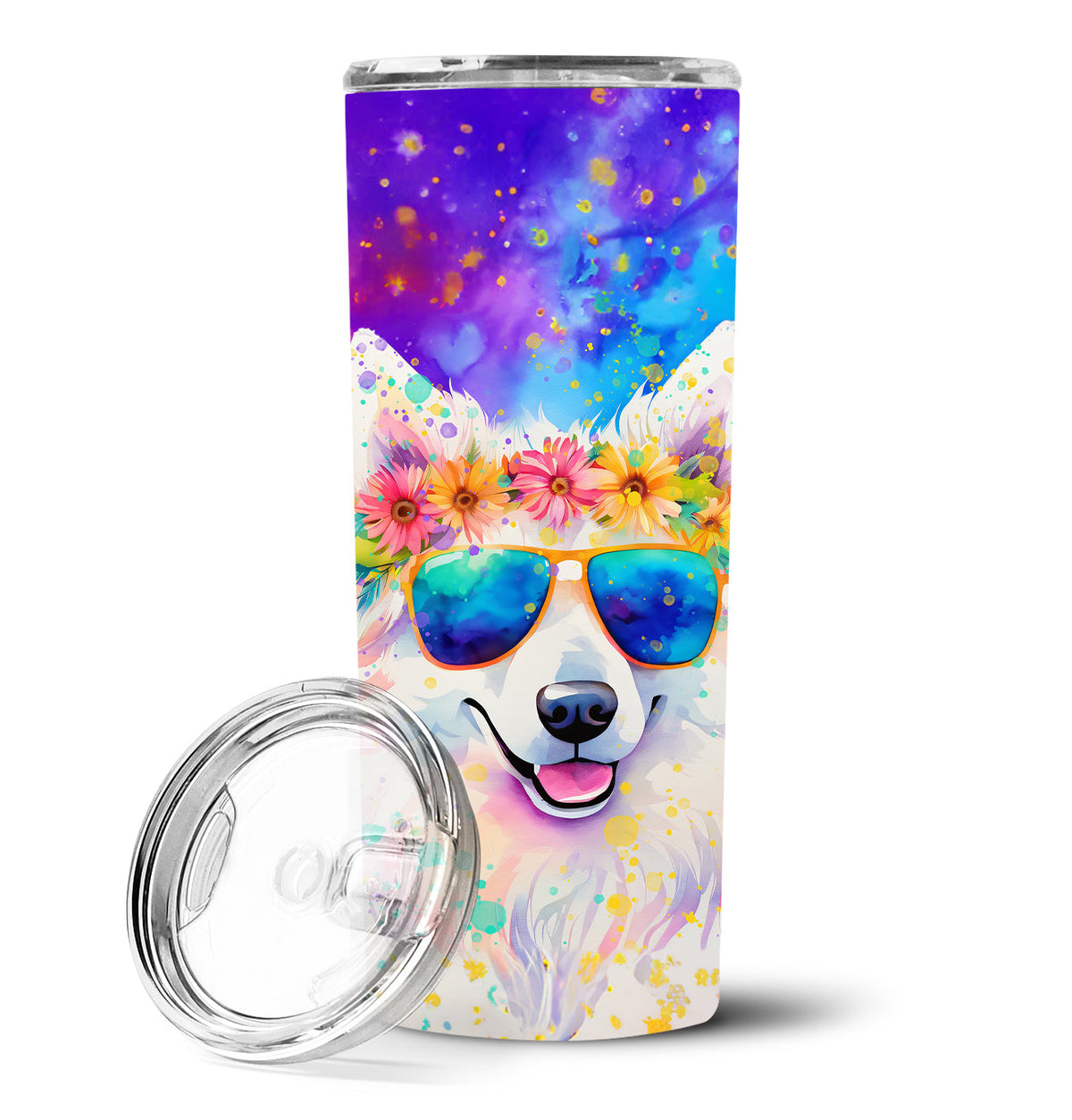Samoyed Hippie Dawg Stainless Steel Skinny Tumbler-0
