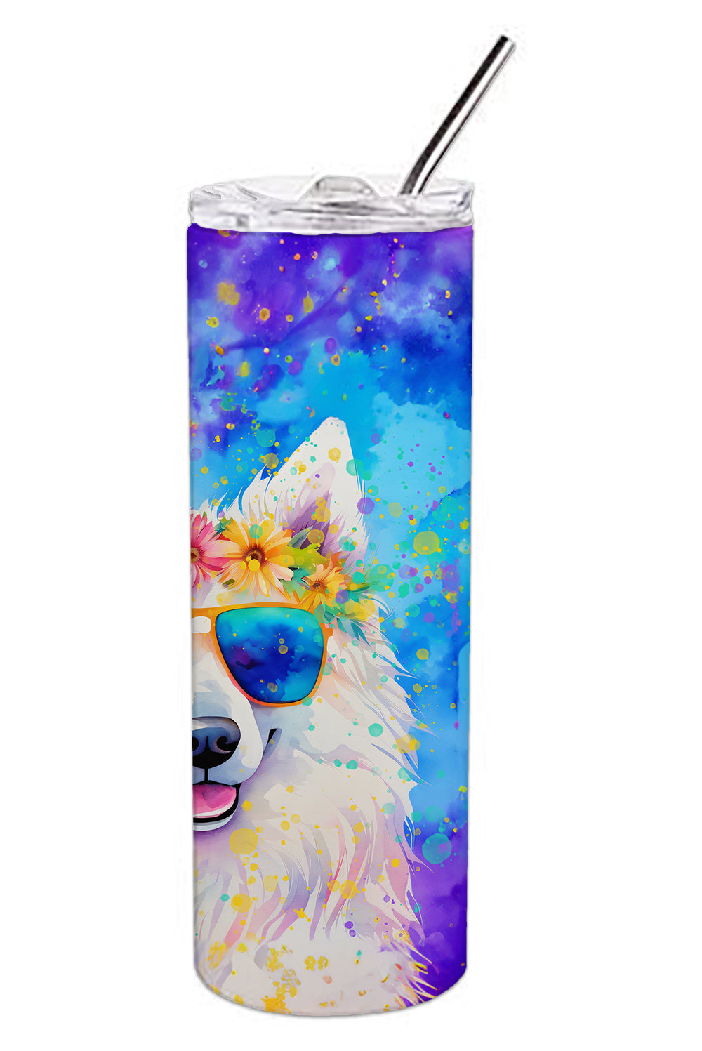 Samoyed Hippie Dawg Stainless Steel Skinny Tumbler-2