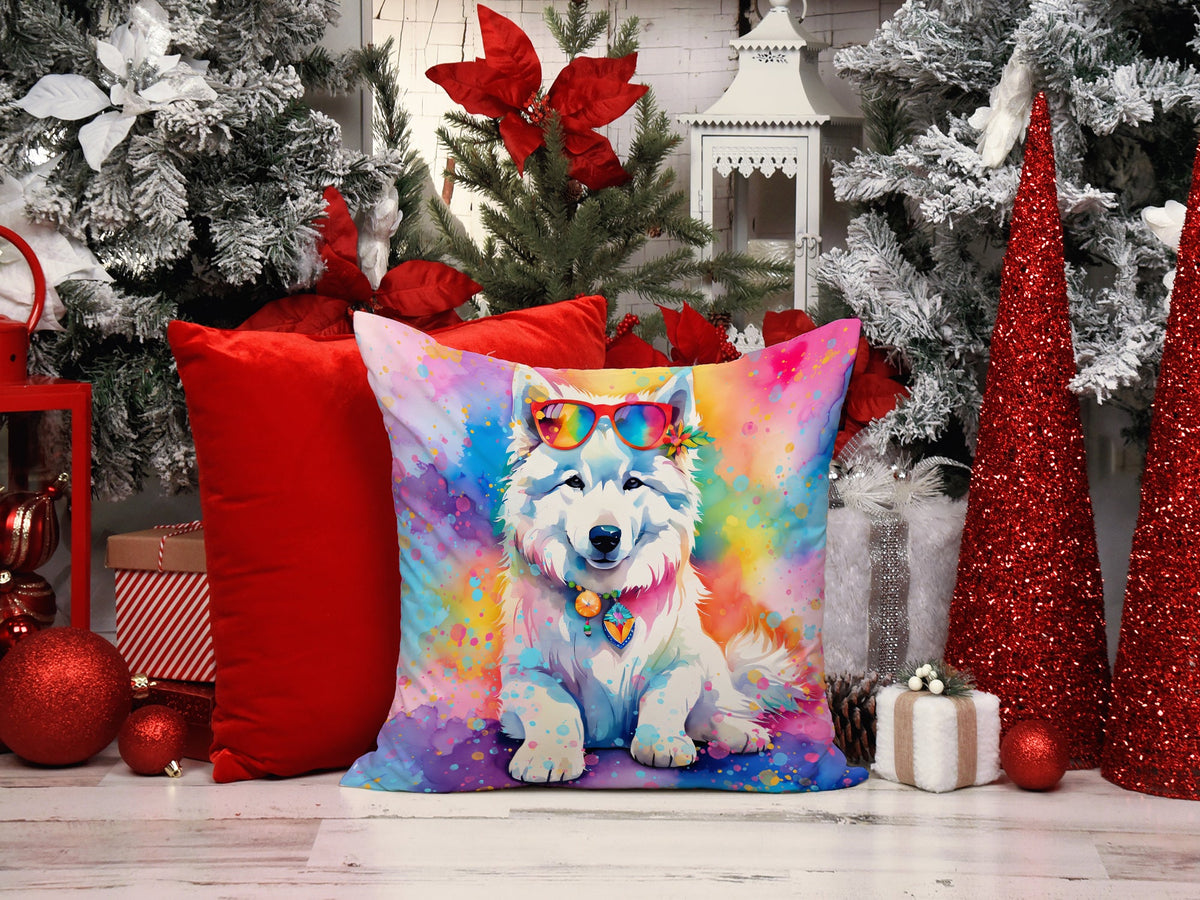 Samoyed Hippie Dawg Throw Pillow-1