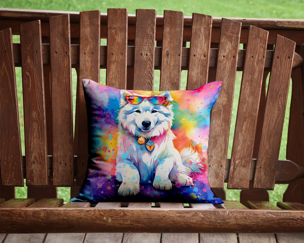 Samoyed Hippie Dawg Throw Pillow-3