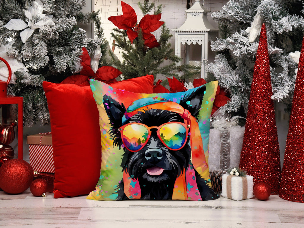 Scottish Terrier Hippie Dawg Throw Pillow-1