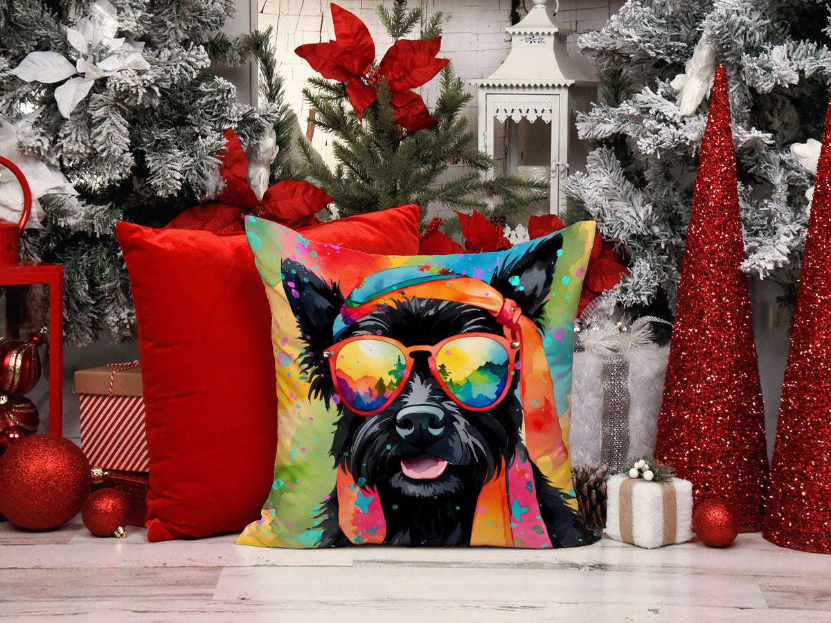 Scottish Terrier Hippie Dawg Throw Pillow-1