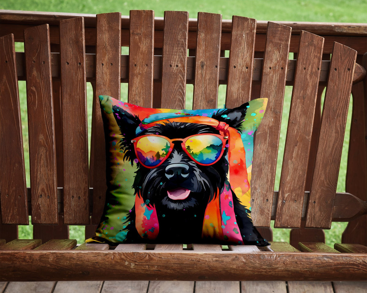 Scottish Terrier Hippie Dawg Throw Pillow-3