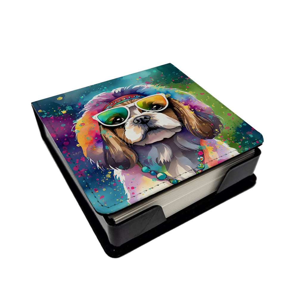 Shih Tzu Hippie Dawg PU Leather Note Paper Holder-0