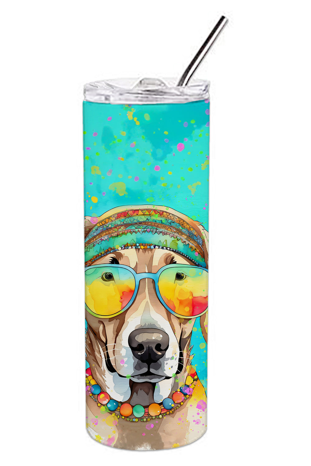 Weimaraner Hippie Dawg Stainless Steel Skinny Tumbler-3