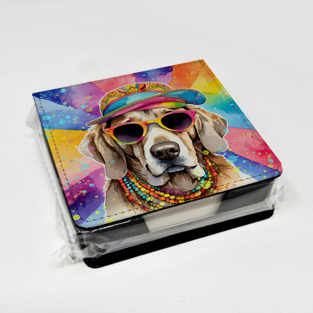 Weimaraner Hippie Dawg PU Leather Note Paper Holder-3