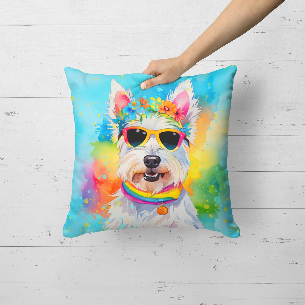 Westie Hippie Dawg Throw Pillow-3