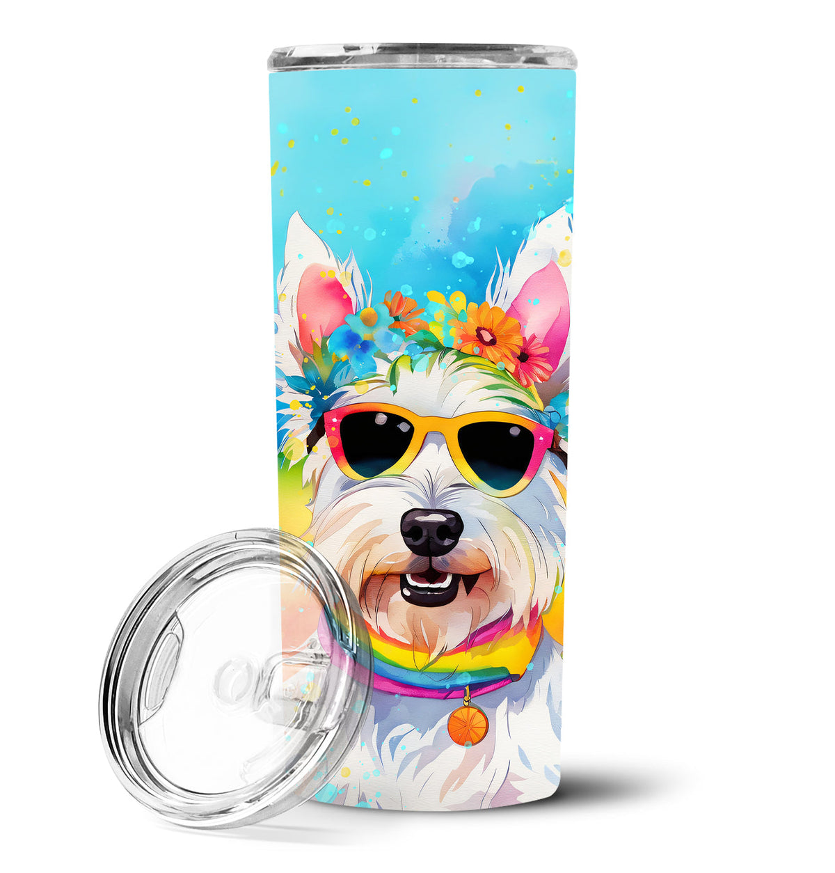 Westie Hippie Dawg Stainless Steel Skinny Tumbler-0
